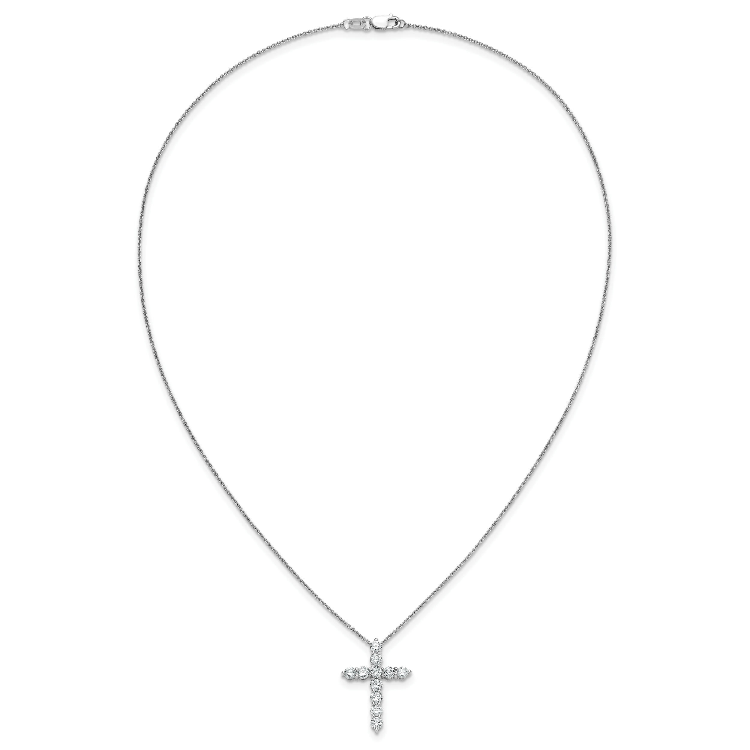 14k White Gold 1/4 carat Diamond Cross Pendant 18 inch Necklace PM1000