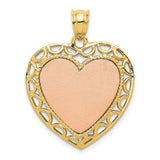 14K Two-tone Polished Engravable Lace Frame Heart Pendant K5850