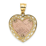 14K Two-tone Polished Engravable Lace Frame Heart Pendant K5850