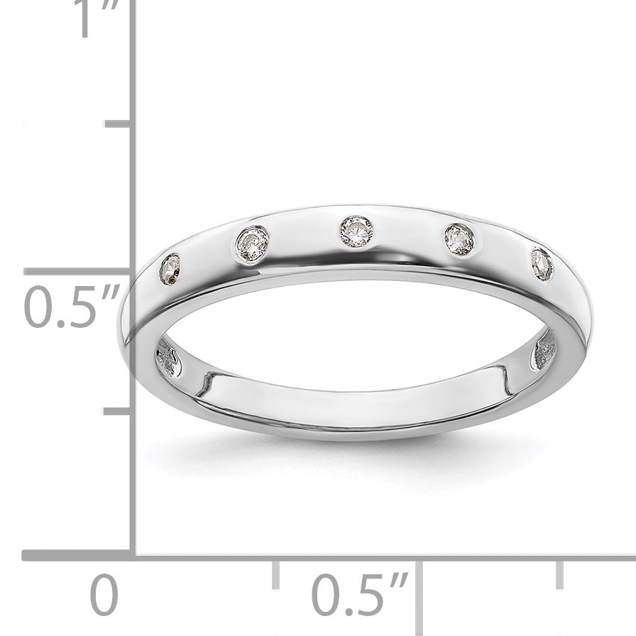 14k White Gold 3mm 5-stone 1/20 carat Diamond Band RM5620