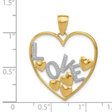14K and White Rhodium LOVE and Floating Hearts Pendant K4049