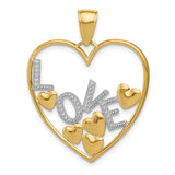 14K and White Rhodium LOVE and Floating Hearts Pendant K4049
