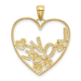 14K and White Rhodium LOVE and Floating Hearts Pendant K4049