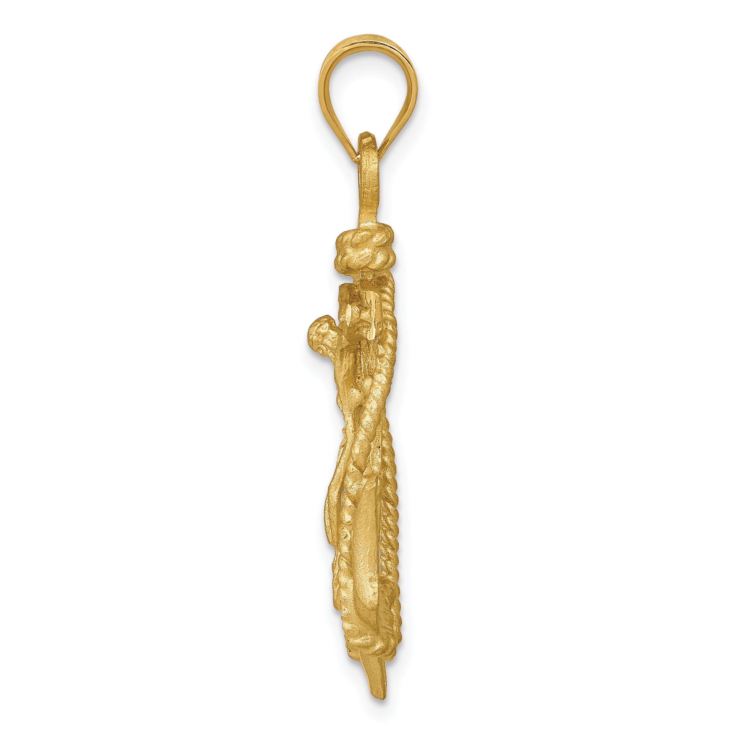 14k Satin Diamond-cut Mariners Crucifix Pendant C144