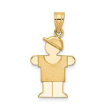 14k The Kids Solid Engravable Small Boy with Hat on Right Hugs Charm XK377