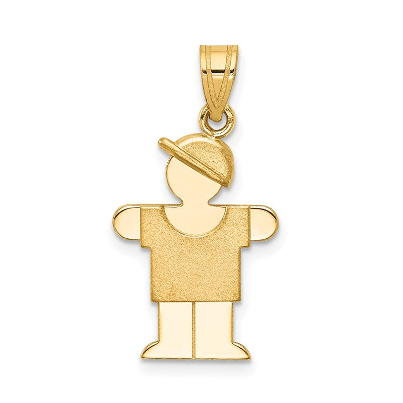 14k The Kids Solid Engravable Small Boy with Hat on Right Hugs Charm XK377