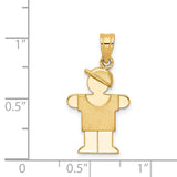 14k The Kids Solid Engravable Small Boy with Hat on Right Hugs Charm XK377