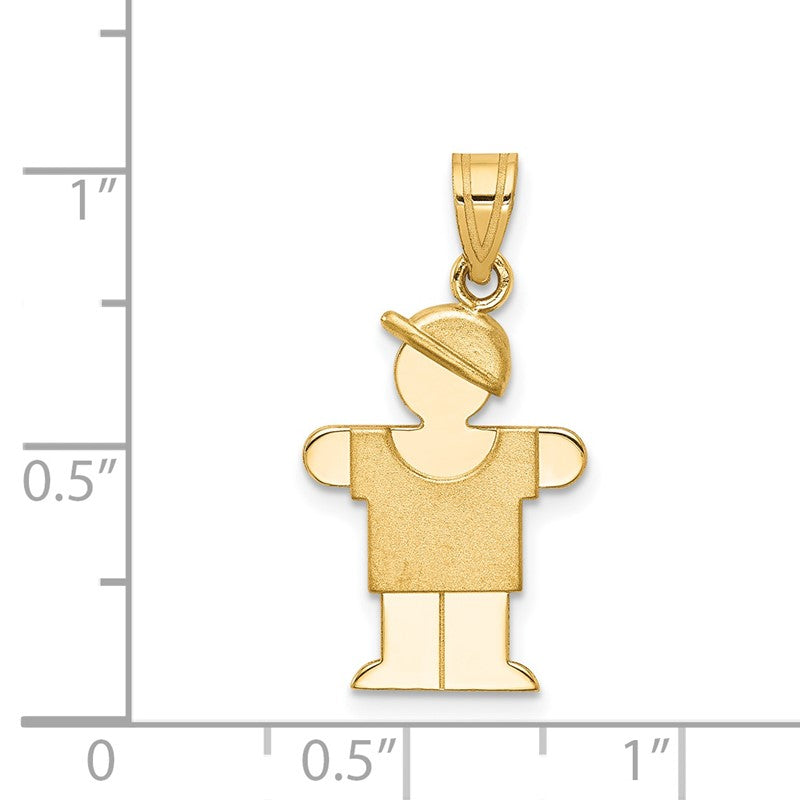 14k The Kids Solid Engravable Small Boy with Hat on Right Hugs Charm XK377