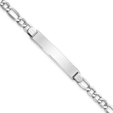 14K White Gold Polished Semi-Solid Chain/Solid Plate Figaro Link 35x7mm Plate 7 inch ID Bracelet DCID135W