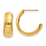 14k 6.5x24mm Polished J-Hoop Post Earrings S1186