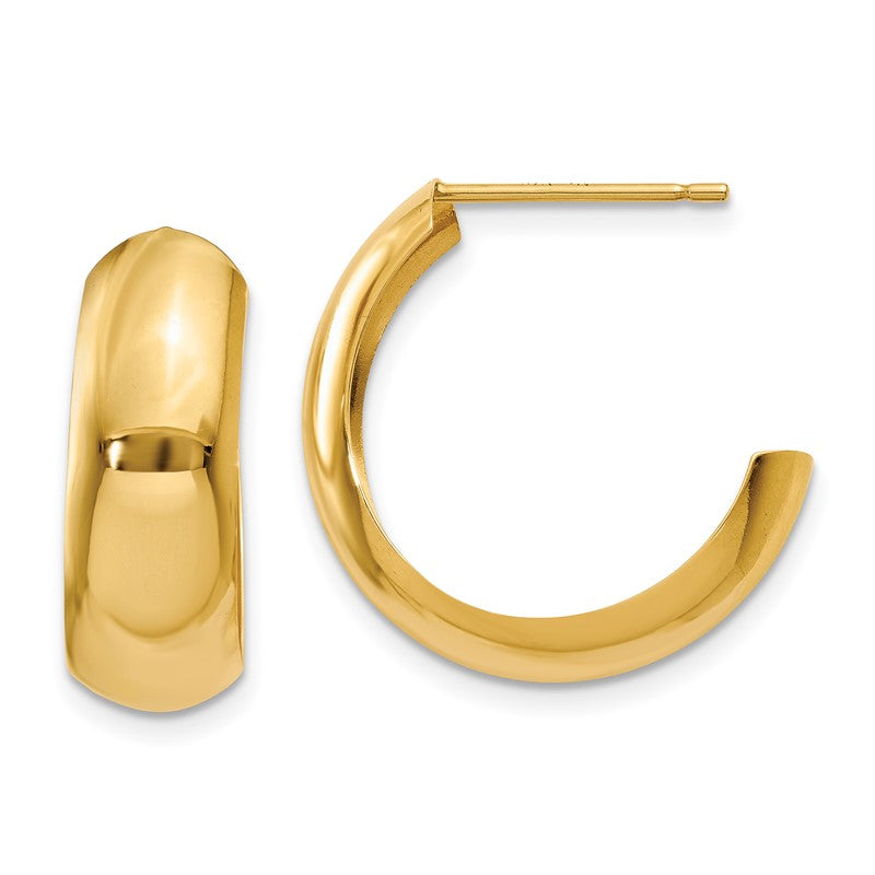14k 6.5x24mm Polished J-Hoop Post Earrings S1186