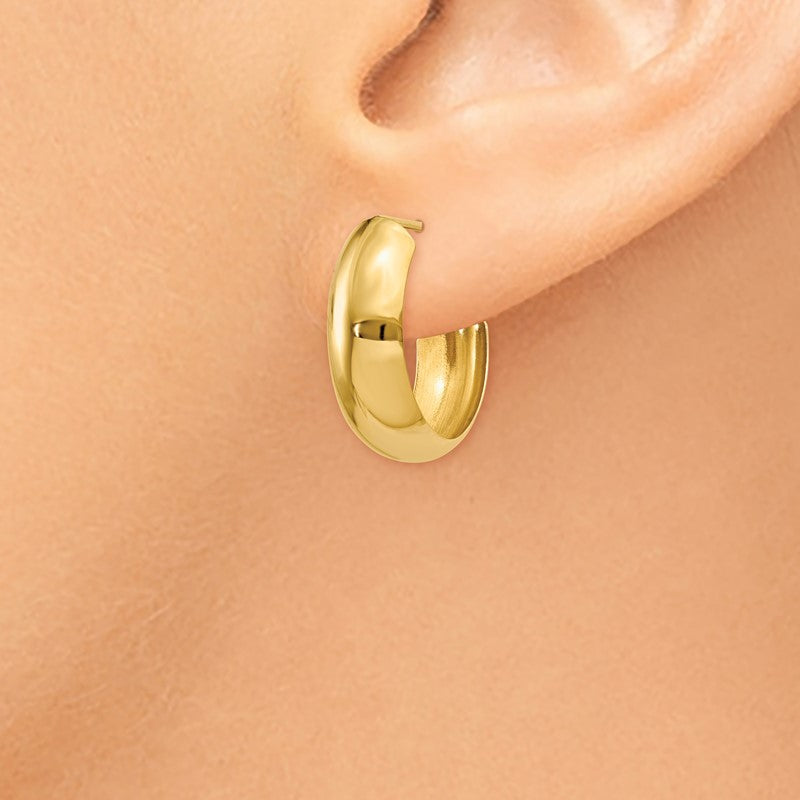14k 6.5x24mm Polished J-Hoop Post Earrings S1186