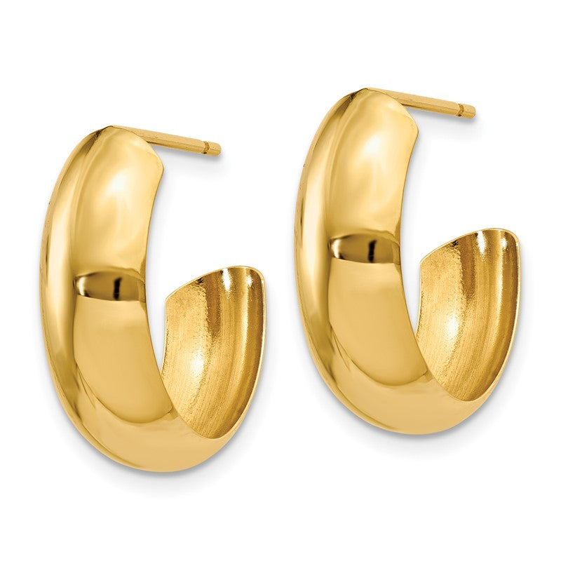 14k 6.5x24mm Polished J-Hoop Post Earrings S1186