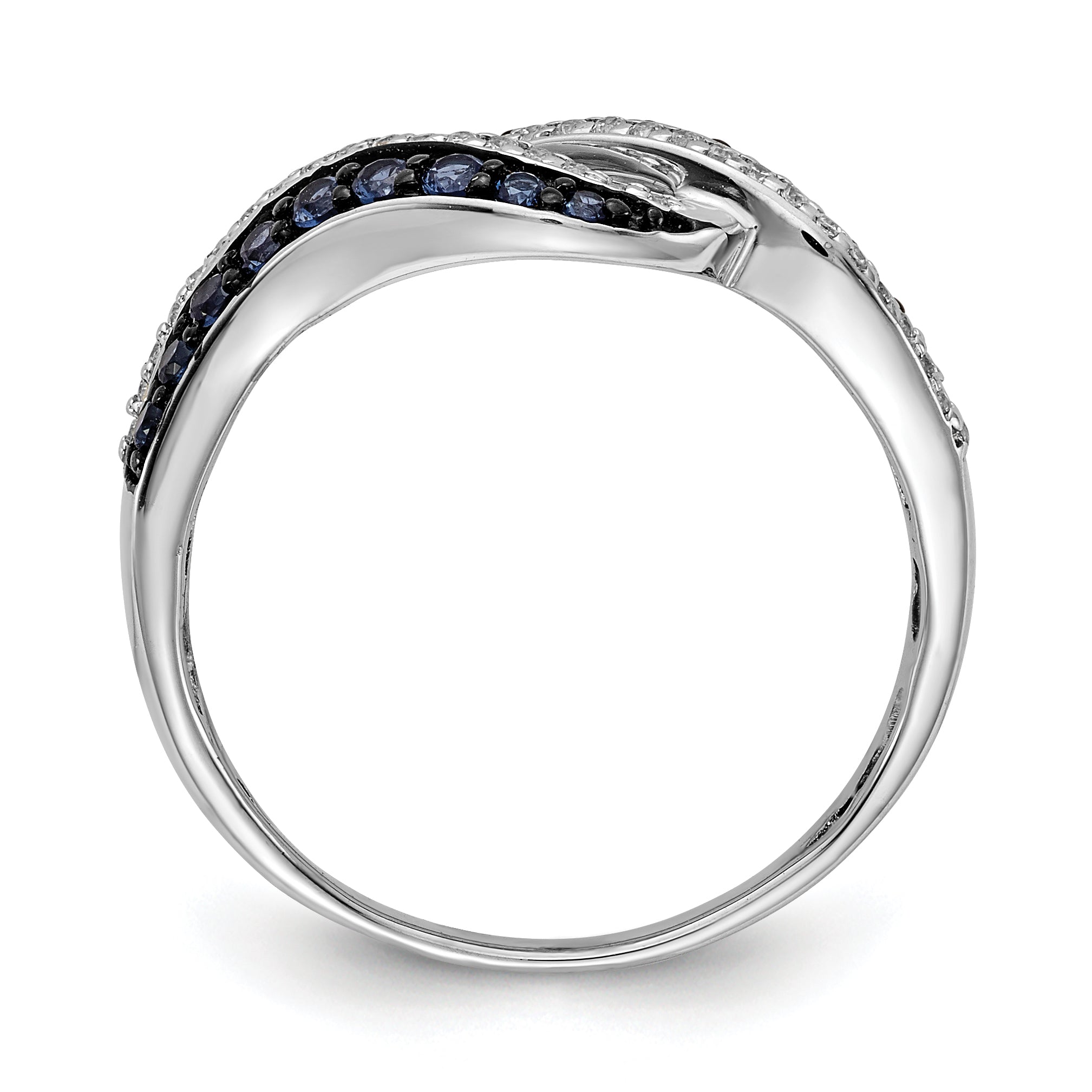 14k White Gold 1/2 carat Blue and White Diamond Swirl Ring RM5681