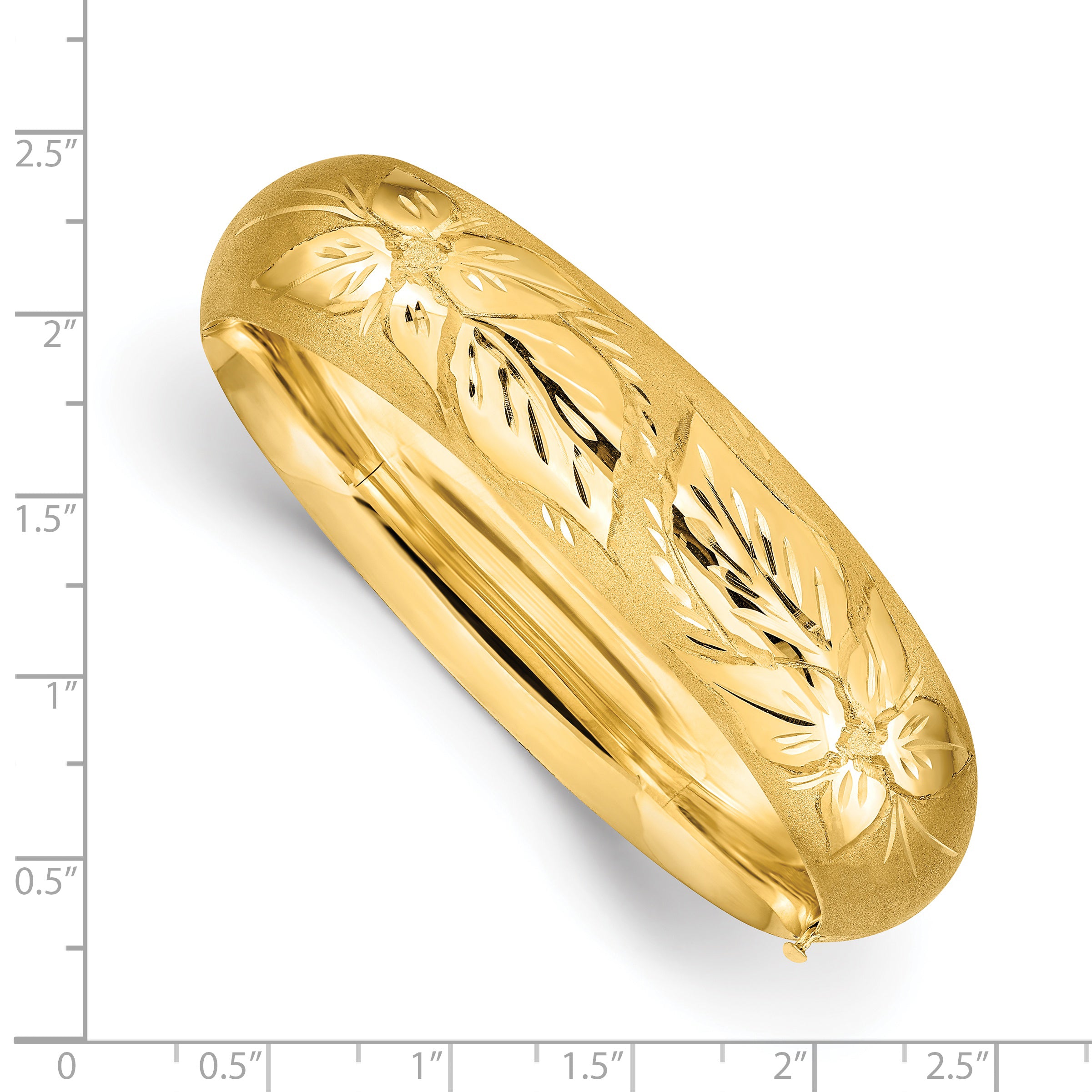 14k 11/16 Oversize Florentine Engraved 17.00mm Hinged Round Bangle Bracelet FE11/16O