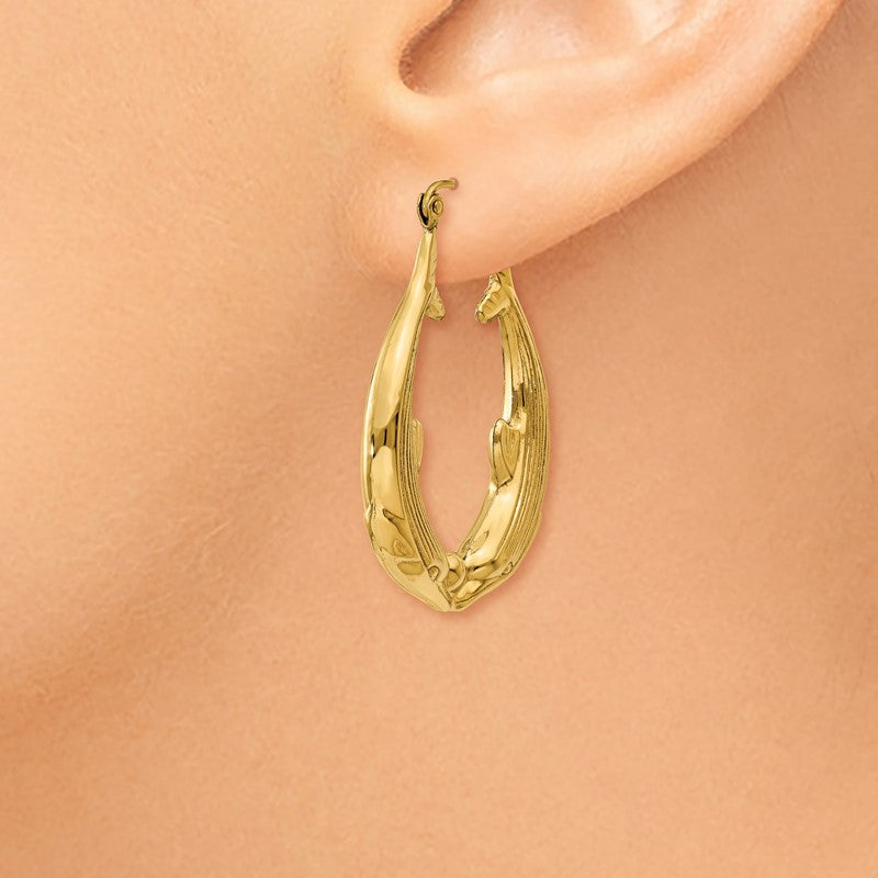 14k Polished Dolphin Hoop Earrings S1520