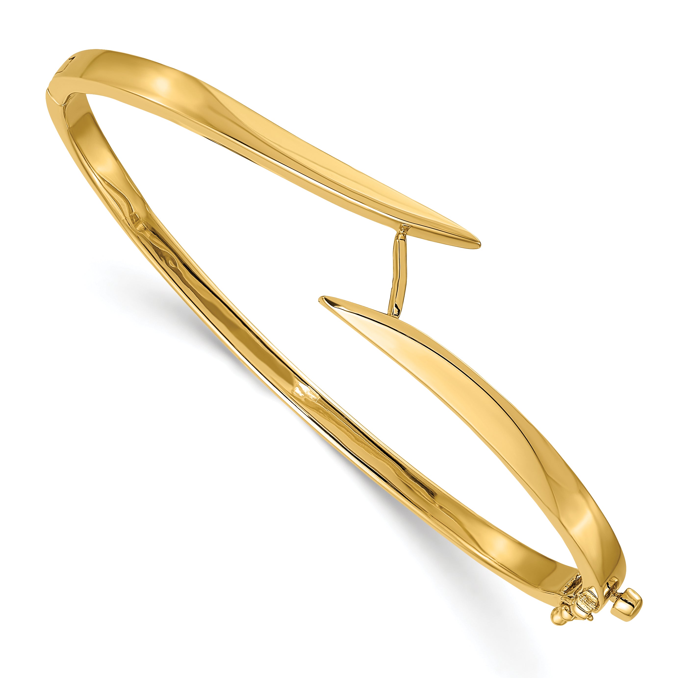 14k Two-tone Complete 1/2 carat AAA Diamond Hinged Oval Bangle Bracelet XB272AAA