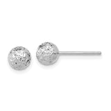 14k White Gold 6mm Diamond-cut Puffed Ball Post Earrings TL1027W