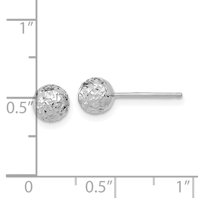 14k White Gold 6mm Diamond-cut Puffed Ball Post Earrings TL1027W