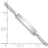 14k White Gold Polished Solid Chain/Solid Plate Flat Curb Link 20x4.2mm Plate 5.5 inch Baby/Child ID Bracelet BID103W