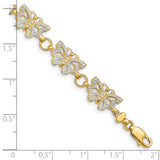 14k with White Rhodium Butterfly 7 inch Bracelet FB1049