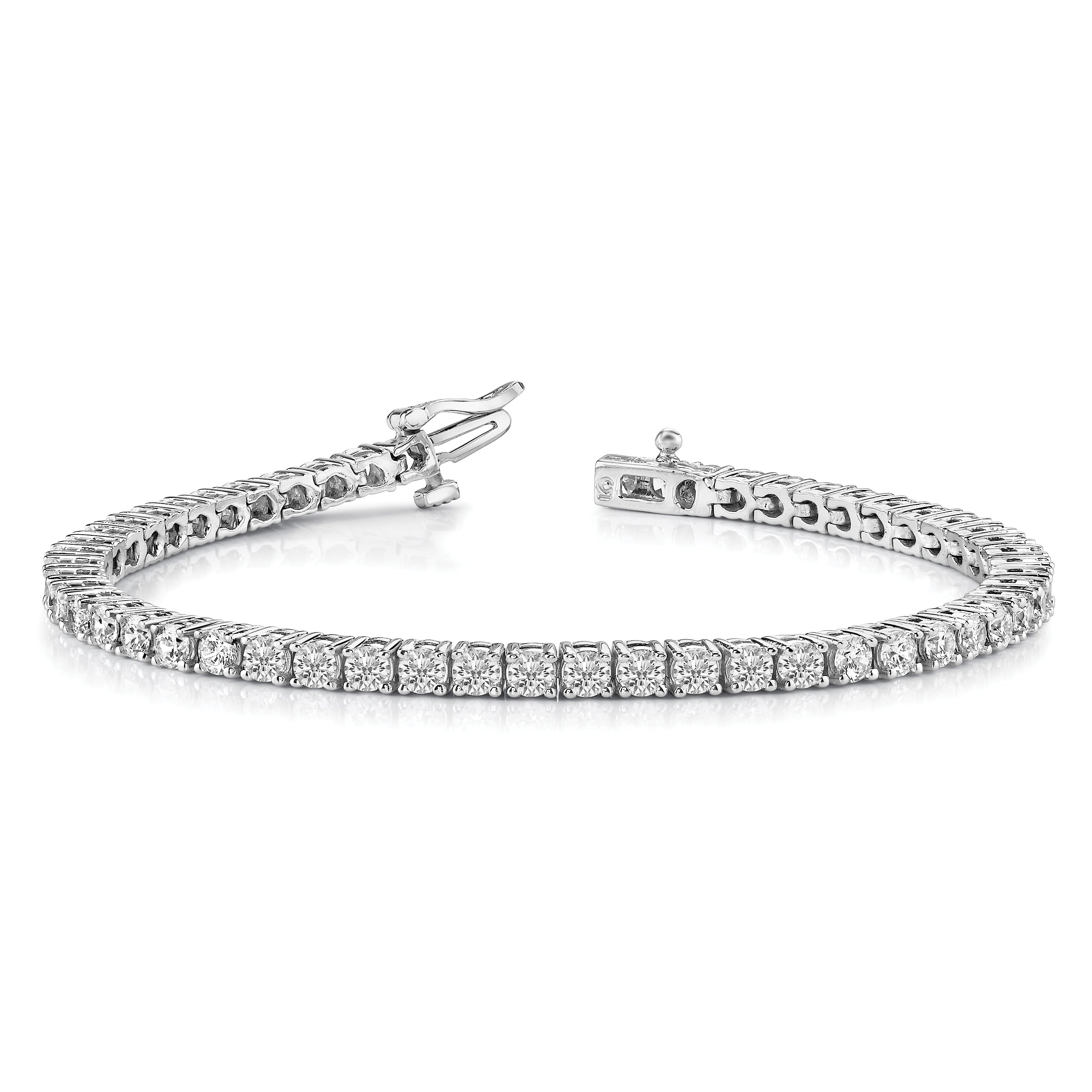 14k White Gold Complete 4.92 carat Round A Diamond 4-prong 7 inch Tennis Bracelet X603WA