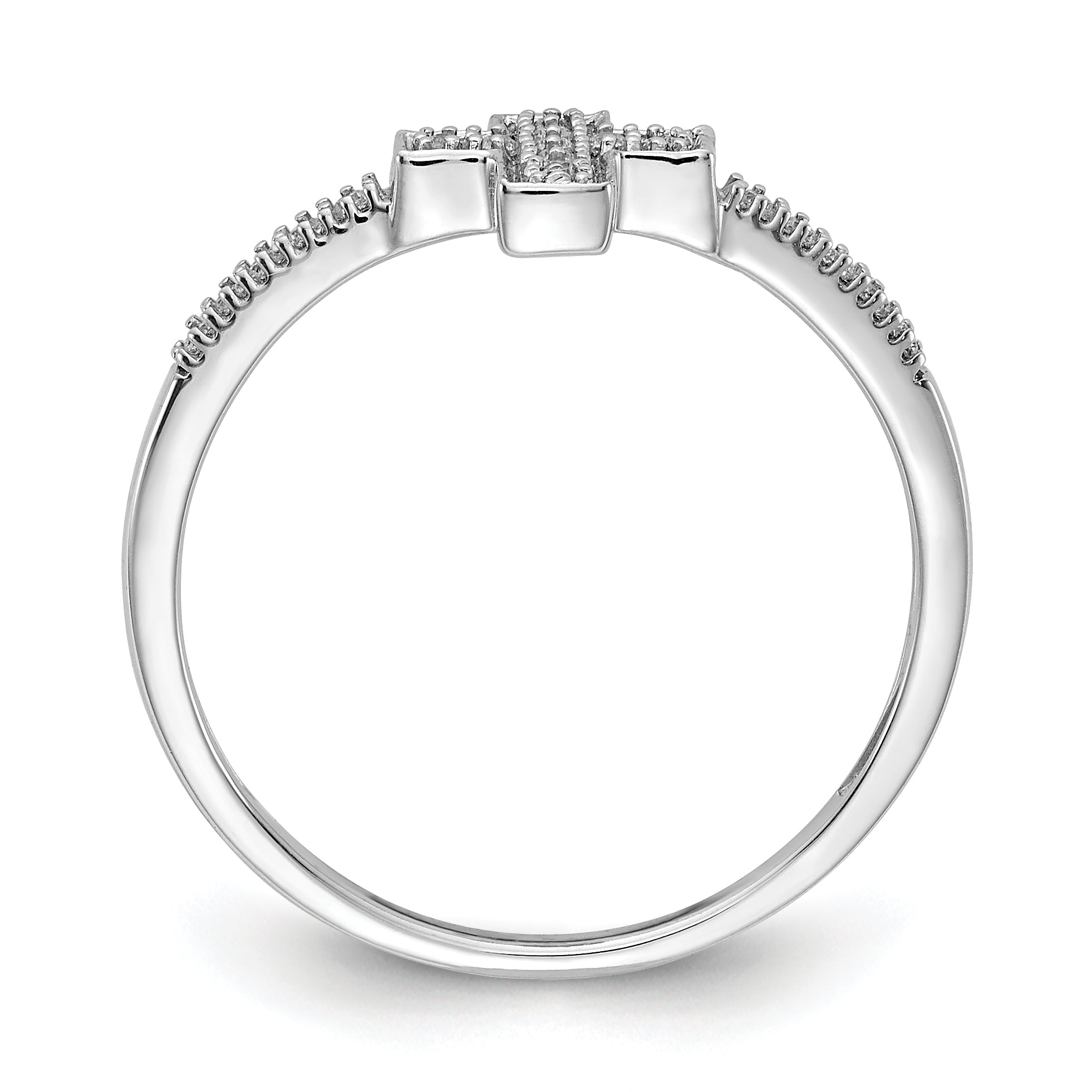 14k White Gold Polished 1/10 carat Diamond Cross Ring RM5655