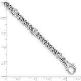14k White Gold Complete 1 carat Round VS Diamond Bezel Curb Link 7 inch Bracelet X2959WVS