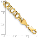 14k 6mm Hollow Double Link 7 inch Charm Bracelet DO542