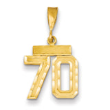 14k Small Brushed Diamond-cut Number 70 Charm SN70