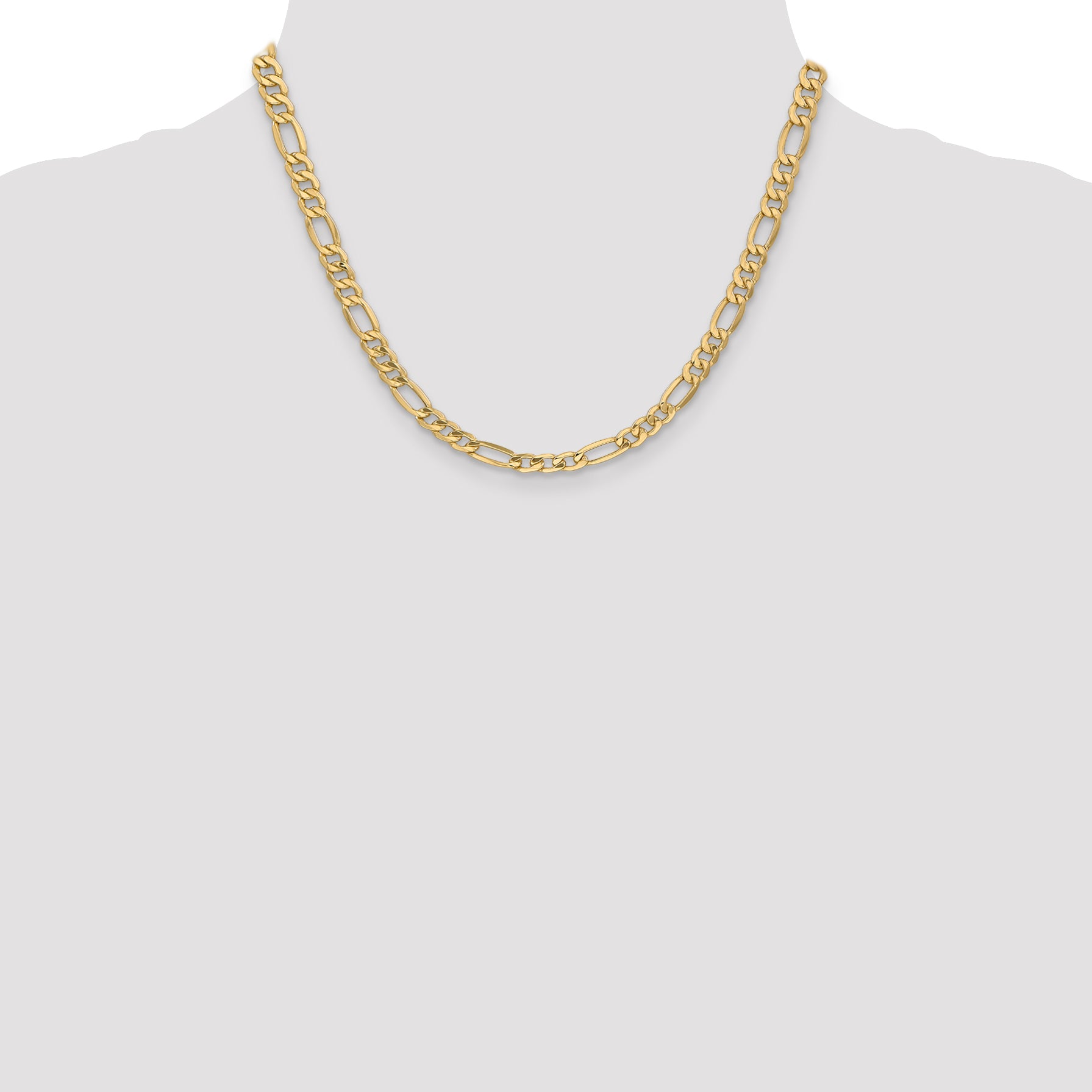 14K 26 inch 6.25mm Semi-Solid Figaro with Lobster Clasp Chain BC96