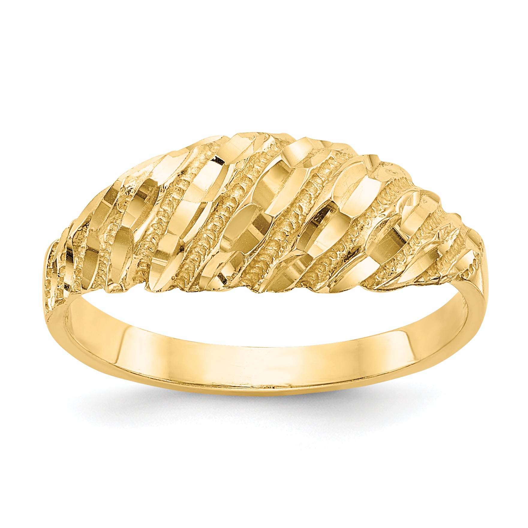 14K Diamond-cut Dome Ring K3882