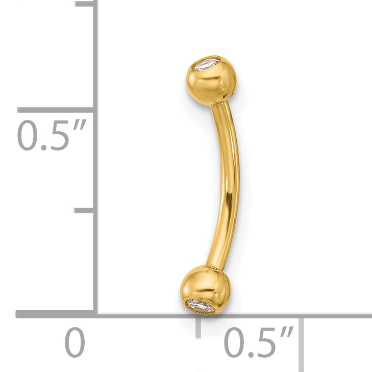 14k 16 Gauge CZ Eyebrow Jewelry BD127