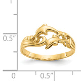 14K Double Dolphins with Waves Ring K4551