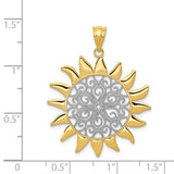 14k and White Rhodium Filigree Sun Pendant K4814