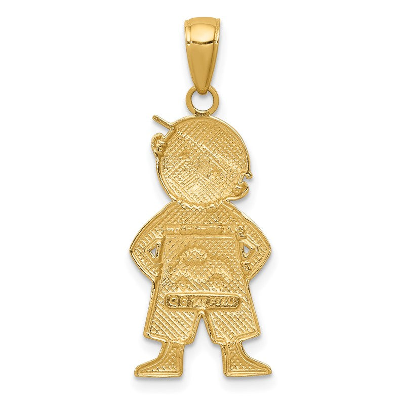 14k and White Rhodium Boy with Hands in Pockets Pendant K4755