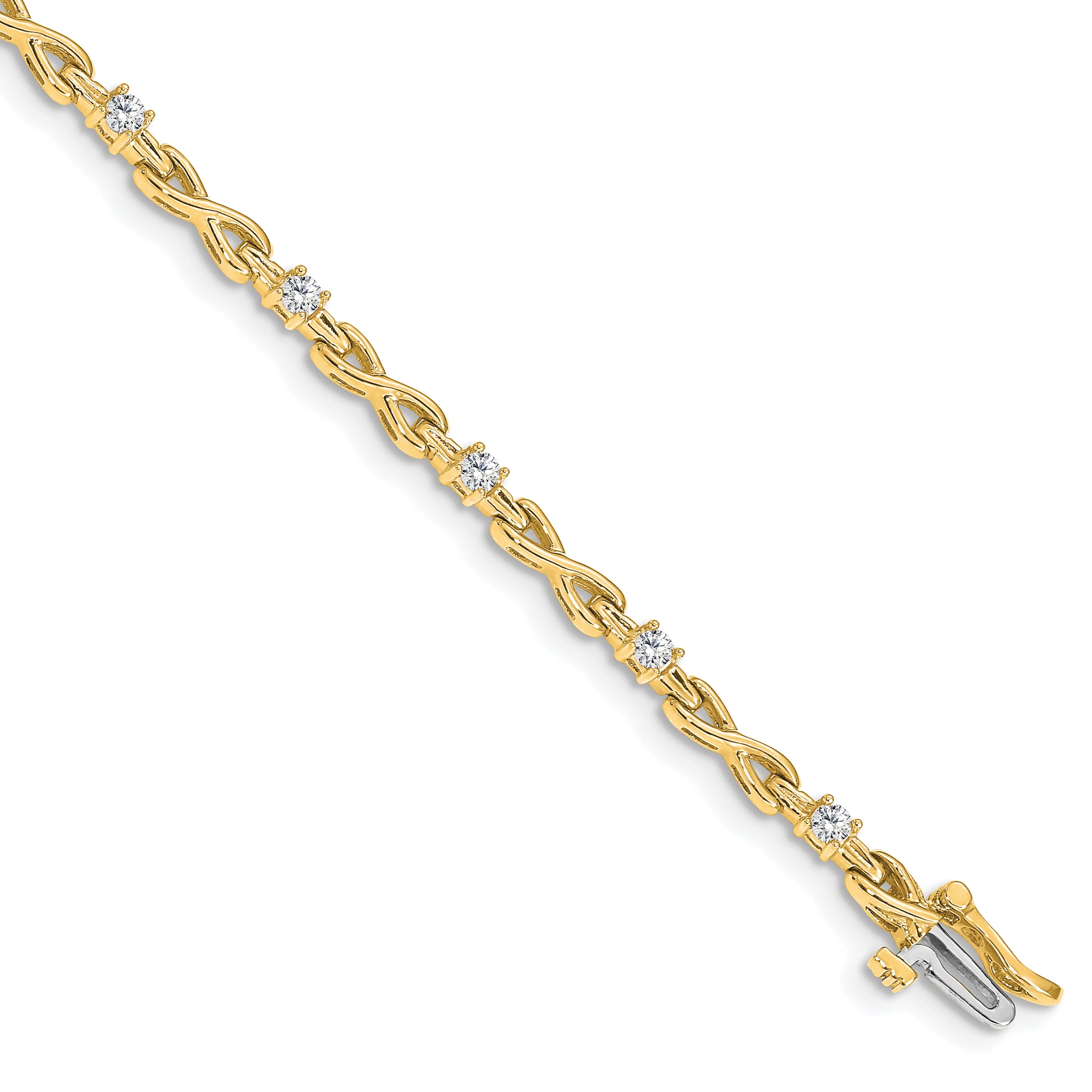14k Complete 1/2 carat Round A Diamond 4-prong X-design 7 inch Tennis Bracelet X2106A