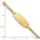 14k Polished Semi-Solid Chain/Solid Plate Anchor Link Oval 18.5x8.5mm Plate 5.5 inch Baby/Child ID Bracelet DCID145