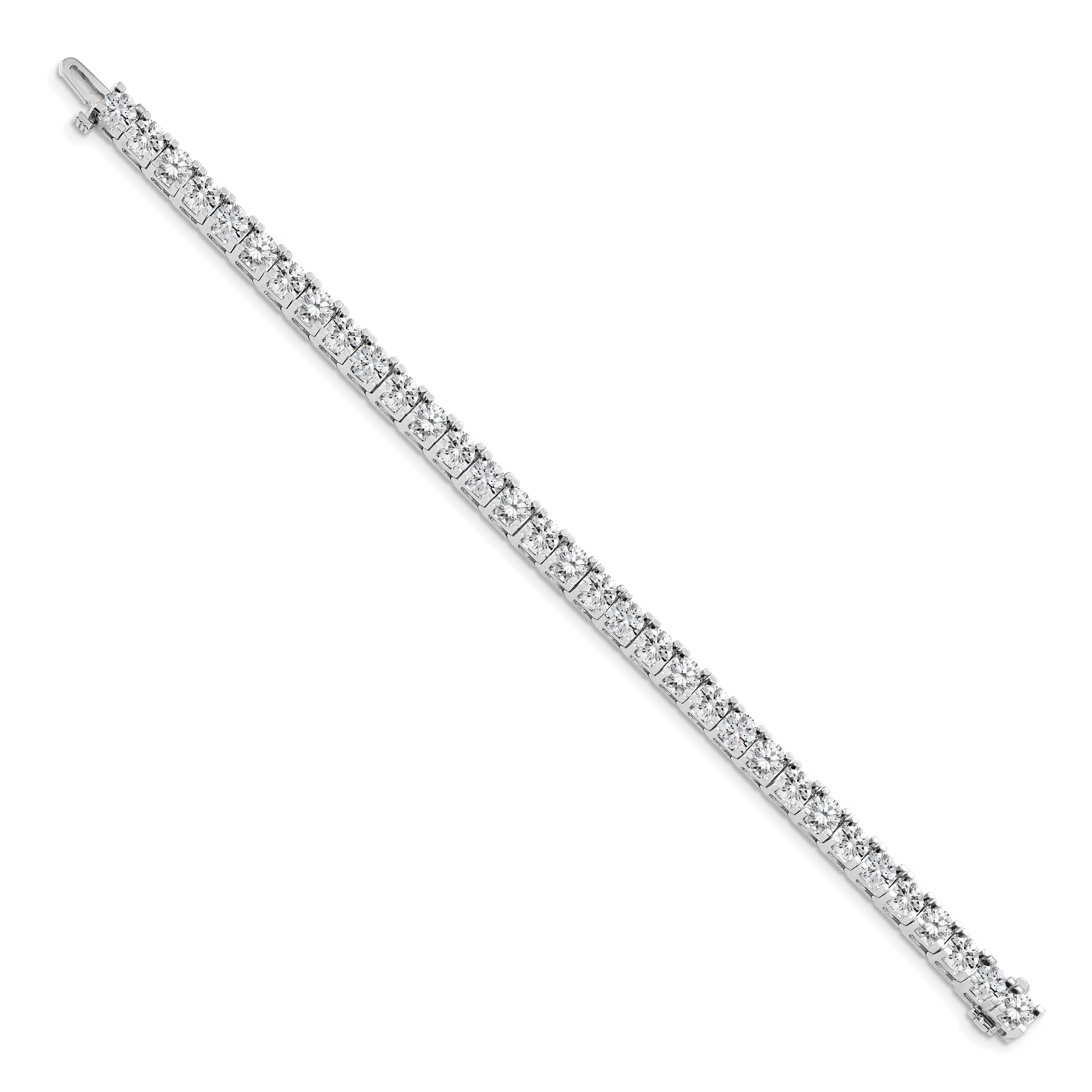 14k White Gold Complete 17 carat Round AA Diamond 4-prong 7 inch Tennis Bracelet X2048WAA
