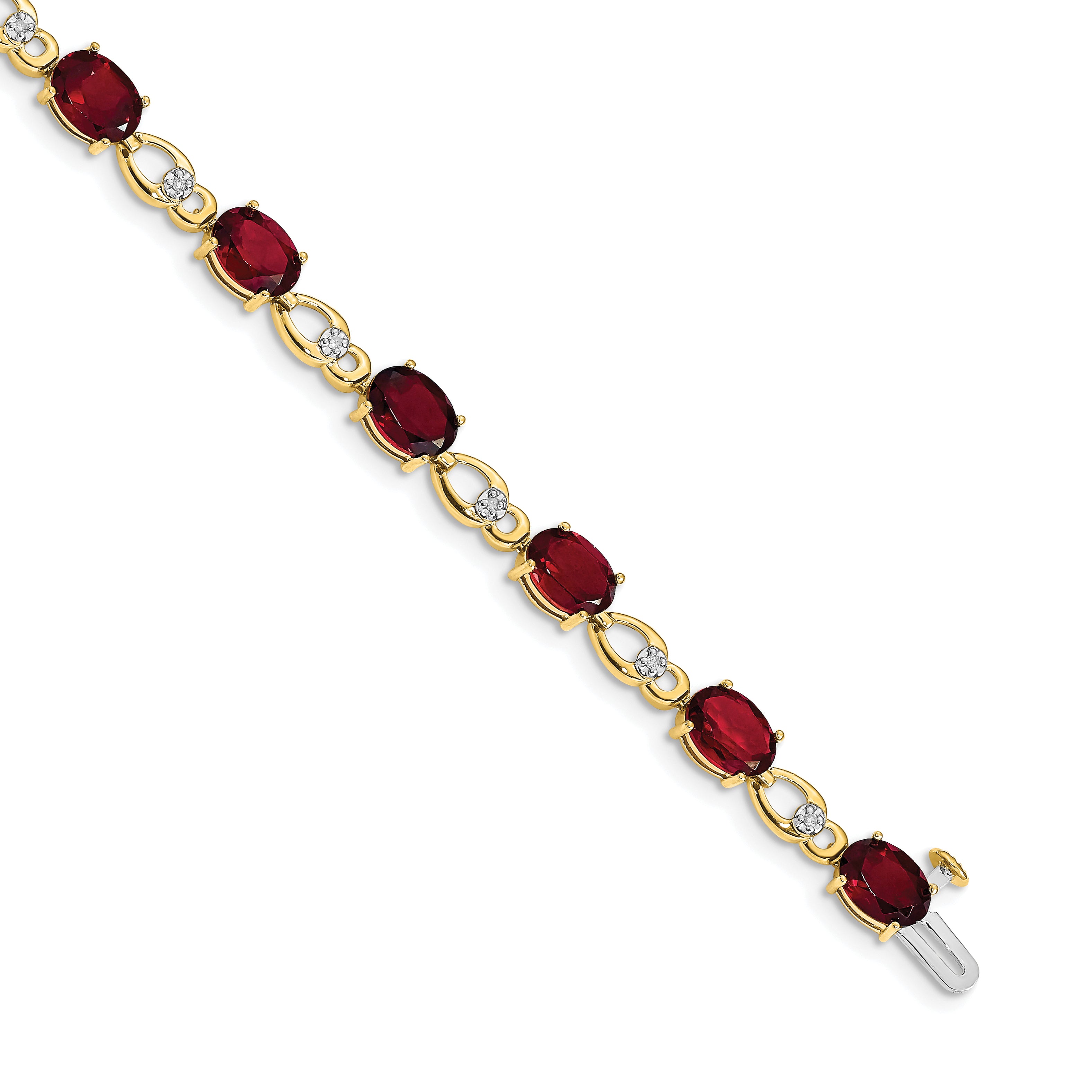 14k Complete Oval Amethyst and Diamond Fancy Link 7 inch Bracelet BM4496