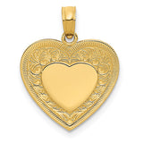 14K Polished Swirled Border Engravable Heart Pendant K2522