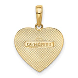 14K Polished Swirled Border Engravable Heart Pendant K2522