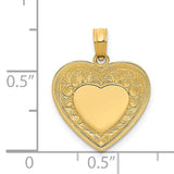 14K Polished Swirled Border Engravable Heart Pendant K2522