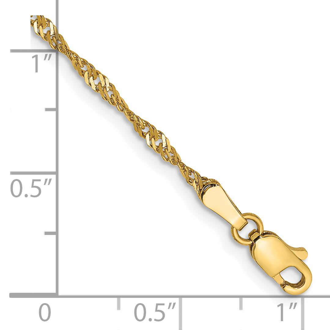 14K 10 inch 1.70mm Singapore with Lobster Clasp Anklet PEN10