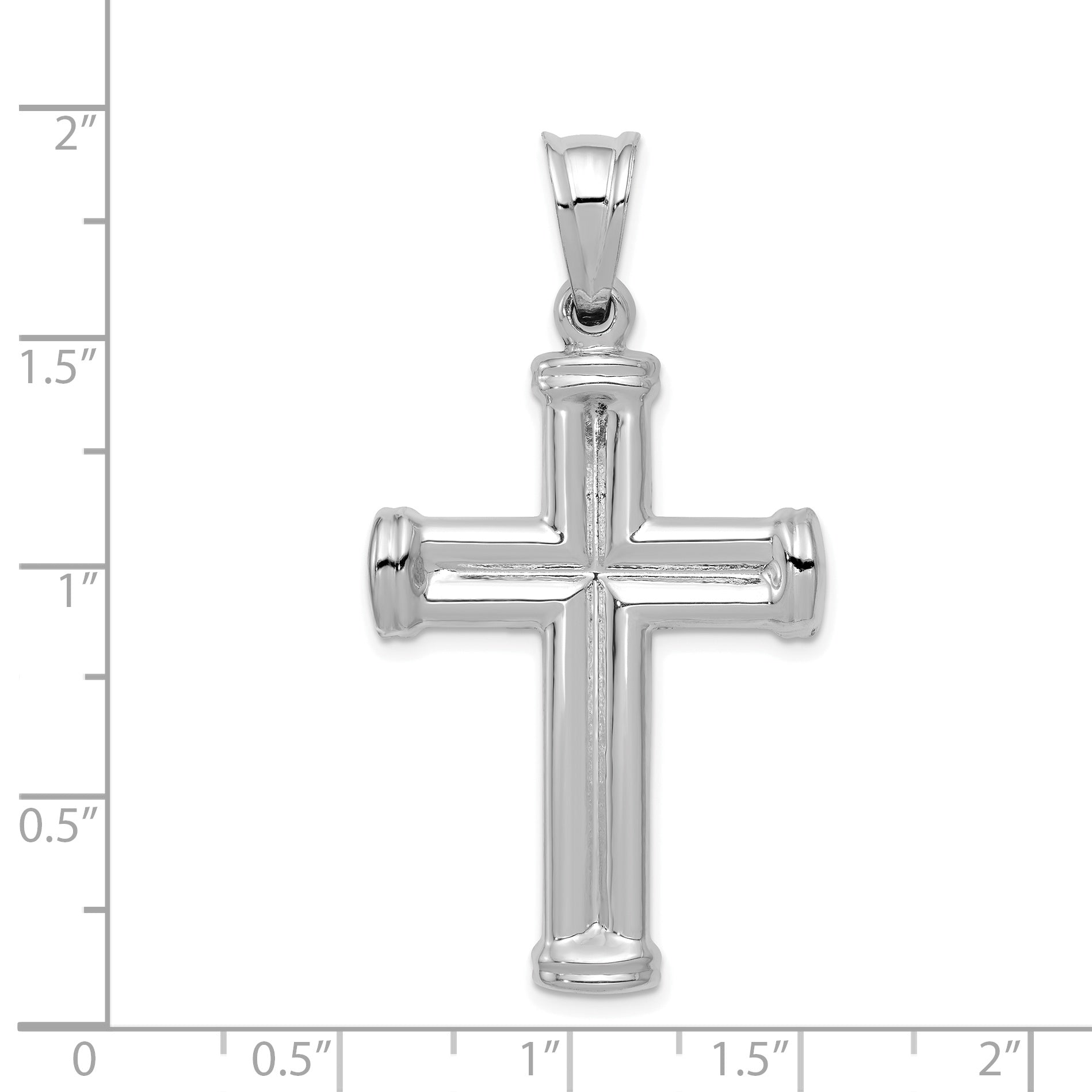 14k White Gold Hollow Cross Pendant D3209