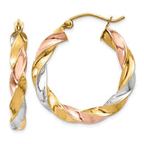 14k Tri-color Light Twisted Hoop Earrings TF653