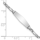 14k White Gold Polished Semi-Solid Chain/Solid Plate Figaro Link Soft Diamond Shape 20x5.5mm Plate 6 inch Baby/Child ID Bracelet DCID134CW