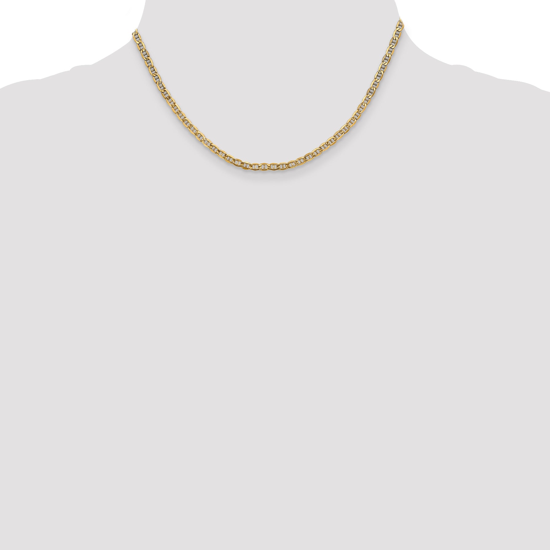 14K 10 inch 3.2mm Semi-Solid Anchor with Lobster Clasp Anklet BC122