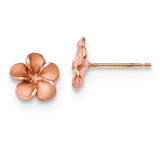 14k Rose Rhodium with Yellow Gold Post Satin Diamond-cut Plumeria Earrings TL1116R