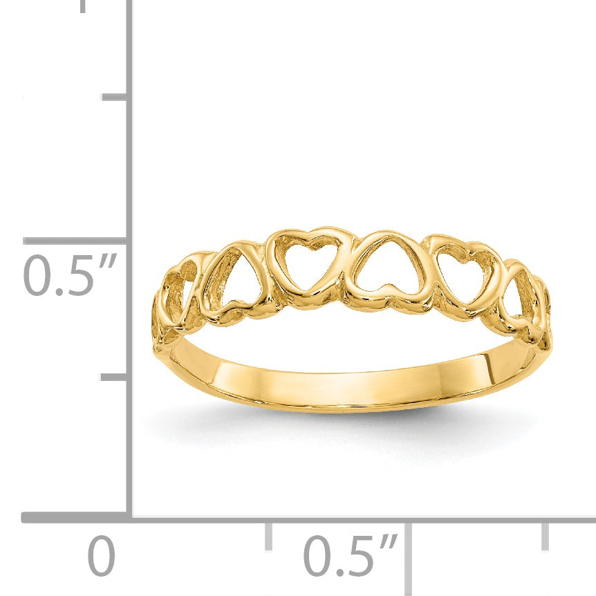 14k Polished Hearts Ring K3900